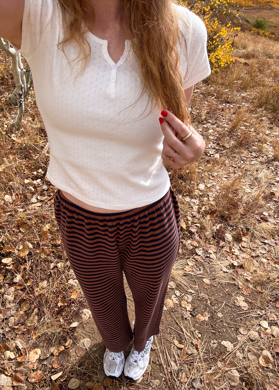 gold rush striped pants