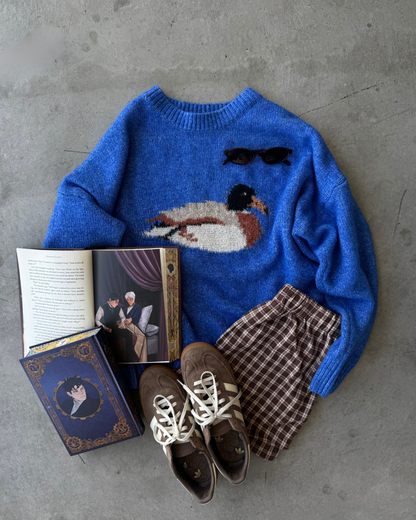 mallard duck graphic sweater